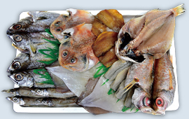 蒲郡を代表する8種の魚が入った「がまごおり撰魚セット」