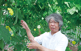 「創業当時から無農薬でヘチマを育てています」と話す瀧田さん