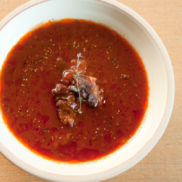 短角牛と濃厚トマトスープ